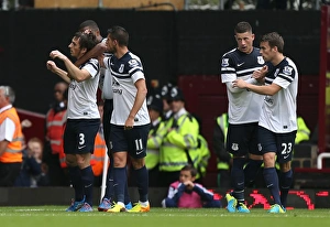 Season 2013-14 Prints: Leighton Baines Scores Thrilling First Goal as Everton Defeats West Ham 3-2 (BPL 2013-14: Upton Park)