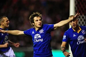Images Dated 26th December 2011: Leighton Baines Thrilling Goal Celebration: Everton's Victory at Sunderland's Stadium of Light