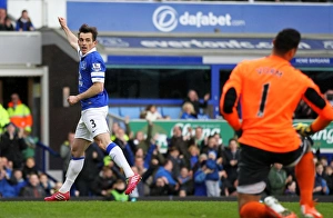 Leighton Baines Thrilling Goal: Everton's Triumph Over Swansea City in the Barclays Premier League (22-03-2014, Goodison Park)