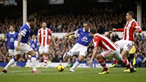 Everton 4 V Stoke City 0 : Goodison Park : 30-11-2013 Prints: Leon Osman Scores for Everton Against Stoke City in Premier League: Everton 4-0 Stoke