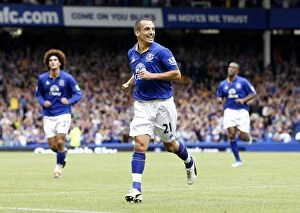 Images Dated 10th September 2011: Leon Osman Scores First Goal: Everton's Thrilling Moment vs. Aston Villa (Barclays Premier League)