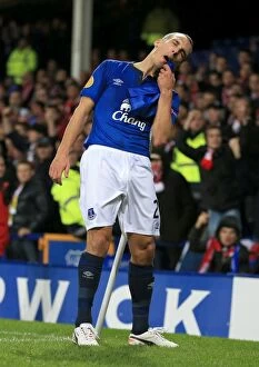 Images Dated 6th November 2014: Leon Osman Scores Historic First Goal for Everton in Europa League Clash Against Lille