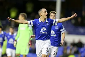 Everton 4 V Fulham 1 : Goodison Park : 14-12-2013 Prints: Leon Osman Scores Opening Goal: Everton 4-1 Fulham (December 14, 2013)