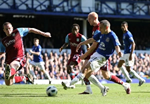 04 April 2011 Everton V Aston Villa Prints: Leon Osman Scores Opening Goal: Everton vs. Aston Villa (04.04.2011, Goodison Park)