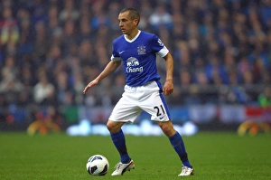 Framed Print : Leon Osman Scores the Winning Goal: Everton's 2-0 Victory Over West Ham United (BPL, May 12, 2013)