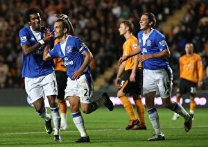 Images Dated 23rd September 2009: Leon Osman's Brace: Everton's Fourth Goal Celebration vs. Hull City in Carling Cup