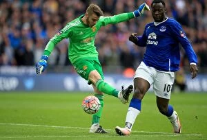Images Dated 23rd April 2016: Lukaku vs De Gea: A Battle for FA Cup Supremacy at Wembley - Everton vs Manchester United