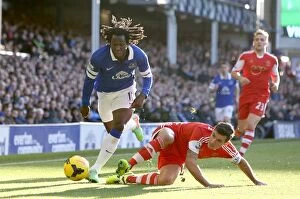 Images Dated 29th December 2013: Lukaku vs Lovren: A Battle for the Ball in Everton's 2-1 Victory over Southampton