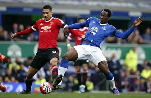 Everton V Manchester United - Goodison Park Prints: Lukaku vs. Smalling: Intense Battle at Goodison Park - Premier League Showdown