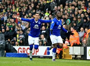 Norwich City v Everton - Carrow Road Collection: Lukaku's Strike: Everton's First Goal Against Norwich City in Premier League