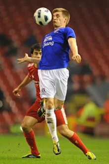 Images Dated 24th March 2011: Luke Garbutt in Action: Everton vs. Liverpool - Barclays Premier Reserve League North at Anfield