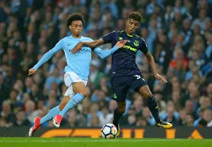 Premier League Prints: Manchester City vs. Everton: Intense Battle for the Ball between Leroy Sane and Mason Holgate (Premier League)