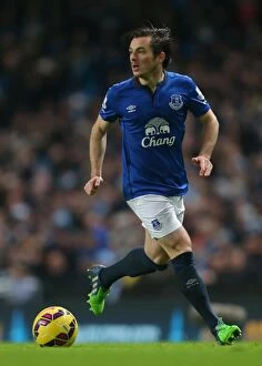 Images Dated 6th December 2014: Manchester City vs. Everton: Leighton Baines at Etihad Stadium - Barclays Premier League