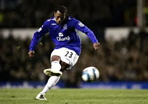 Everton V Chelsea Prints: Manuel Fernandes Taking Free Kick for Everton Against Chelsea (17/04/08)