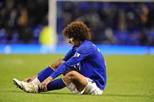 Images Dated 26th October 2011: Marouane Fellaini Leads Everton in Carling Cup Battle Against Chelsea at Goodison Park