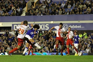 Capital One Cup Prints: Marouane Fellaini Scores Everton's Second Goal Against Stevenage in Capital One Cup Round 2