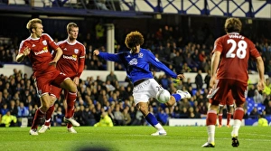 21 September 2011, Carling Cup Round 3 Everton V West Bromwich Albion Prints: Marouane Fellaini Scores First Goal: Everton's Game-Changer in Carling Cup Round 3 vs