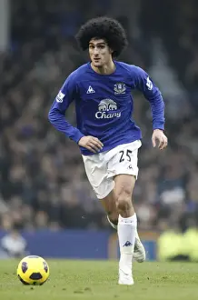 22 January 2011 Everton V West Ham United Prints: Marouane Fellaini: Thunderous Performance at Goodison Park - Everton vs