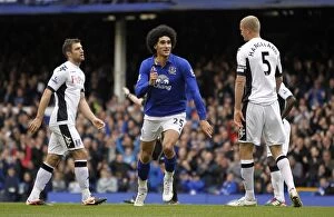 Images Dated 28th April 2012: Marouane Fellaini's Double: Everton's Victory Celebration vs. Fulham (April 28, 2012, Goodison Park)