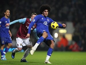 Images Dated 28th December 2010: Marouane Fellaini's Heroic Clearance: Everton Salvage a Point at West Ham United (December 26, 2010)