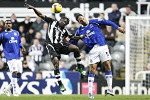 Newcastle v Everton Collection: Martins vs. Lescott: Clash between Newcastle and Everton in Barclays Premier League