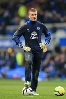 FA Cup Prints: Mason Springthorpe in Deep Thought: Everton Goalkeeper's Contemplative Moment Before FA Cup Quarterfinal vs