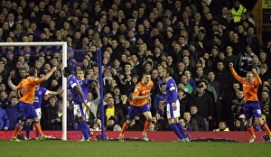 FA Cup Prints: Matt Smith's Thrilling FA Cup Goal Celebration: Everton's 3-1 Victory over Oldham Athletic (February 26)