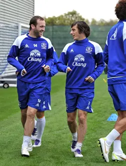 McFadden and Baines in Action: Everton FC Training at Finch Farm