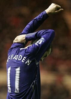 Images Dated 1st January 2008: McFadden Dedicates Goal to O'Donnell: Everton's Tribute to Motherwell at Middlesbrough (01.01.08)