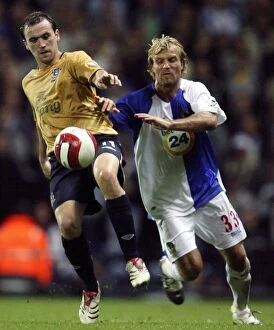 Images Dated 23rd August 2006: McFadden vs Gray: Intense Rivalry at Ewood Park - Everton vs Blackburn Rovers, FA Premiership, 2006