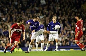 Images Dated 27th October 2005: Merseyside Derby: Everton vs. Middlesbrough - Intense Rivalry Unfolds on the Football Field