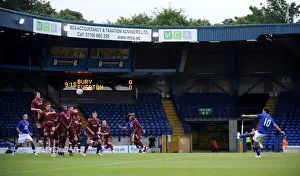 Mikel Arteta Taking Free-Kick: Everton's Pre-Season Showdown at Bury's Gigg Lane (July 15, 2011)