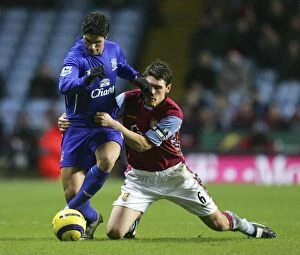 Aston Villa vs Everton Collection: Mikel Arteta vs Gareth Barry: A Football Rivalry Unfolds - Aston Villa vs Everton