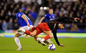 FA Cup Prints: Mikel Arteta vs. Jobi McAnuff: A Battle for the Ball in Everton's FA Cup Fifth Round Clash (01 March 2011)
