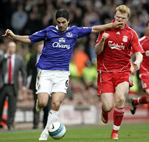 Mikel Arteta vs. John Arne Riise: Intense Rivalry on the Field - Liverpool vs. Everton, Barclays Premier League, Anfield, 30/03/08