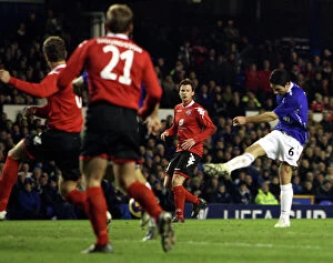 Images Dated 21st February 2008: Mikel Arteta's Fourth Goal: Everton's UEFA Cup Victory over SK Brann Bergen (21/2/08)