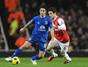Images Dated 2nd February 2011: Mikel Arteta's Triumph Over Francesc Fabregas: Everton's Surprising Victory at Arsenal's Emirates