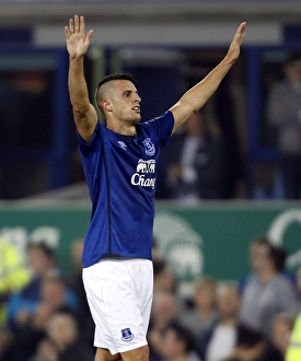 Half Length Mid Prints: Mirallas Brace: Everton's Europa League Triumph over Wolfsburg and Krasnodar (4-0)