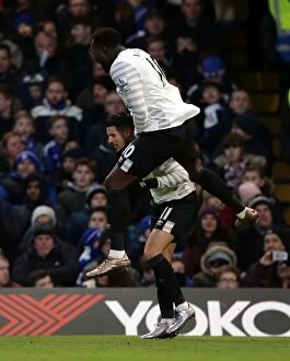 Images Dated 16th January 2016: Mirallas and Lukaku: Everton's Unstoppable Duo Celebrate Second Goal Against Chelsea