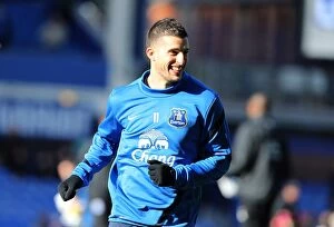 FA Cup : Round 5 : Everton 3 v Swansea City 1 : Goodison Park : 16-02-2014 Collection: Mirallas Readies for FA Cup Battle: Everton vs. Swansea at Goodison Park (16-02-2014)