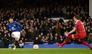 Full Length Evertonftp Prints: Mirallas Scores Third: Everton's Europa League Triumph over Young Boys