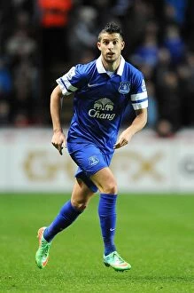 Images Dated 22nd December 2013: Mirallas Strikes the Decisive Goal: Everton's 2-1 Victory over Swansea City (Premier League)