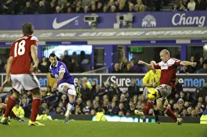 Everton 4 V Fulham 1 : Goodison Park : 14-12-2013 Prints: Mirallas Strikes: Everton's Crushing 4-1 Victory Over Fulham (December 14)