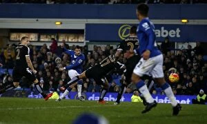 Images Dated 19th December 2015: Mirallas Strikes: Everton's Winning Goal Against Leicester City (BPL, Goodison Park)