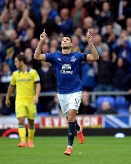 Images Dated 30th August 2014: Mirallas Strikes First: Everton's Thrilling Victory Over Chelsea at Goodison Park
