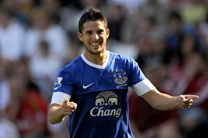 Images Dated 22nd September 2012: Mirallas Thrilling Goal: Everton Crushes Swansea City 3-0 in Premier League (September 22, 2012)