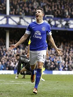 Images Dated 2nd March 2013: Mirallas Triple: Everton's Third Goal vs. Reading (3-1), Goodison Park (02-03-2013)