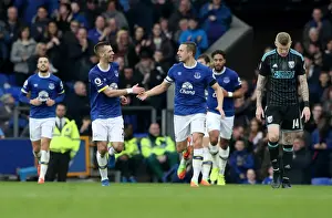 Everton V West Bromwich Albion - Goodison Park Prints: Morgan Schneiderlin's Double: Everton's Victory Over West Bromwich Albion in the Premier League
