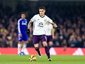 Images Dated 11th February 2015: Muhamed Besic vs. Chelsea: Everton's Midfielder Faces Off at Stamford Bridge - Barclays Premier