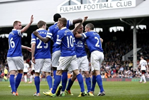 Fulham 1 V Everton 3 : Craven Cottage : 30-03-2014 Prints: Naismith's Deflected Goal: Everton's Triumph over Fulham (30-03-2014)